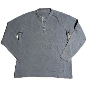 OOBE Brand Henley Shirt Mens M Blue Slub Cotton Distressed Vintage Style